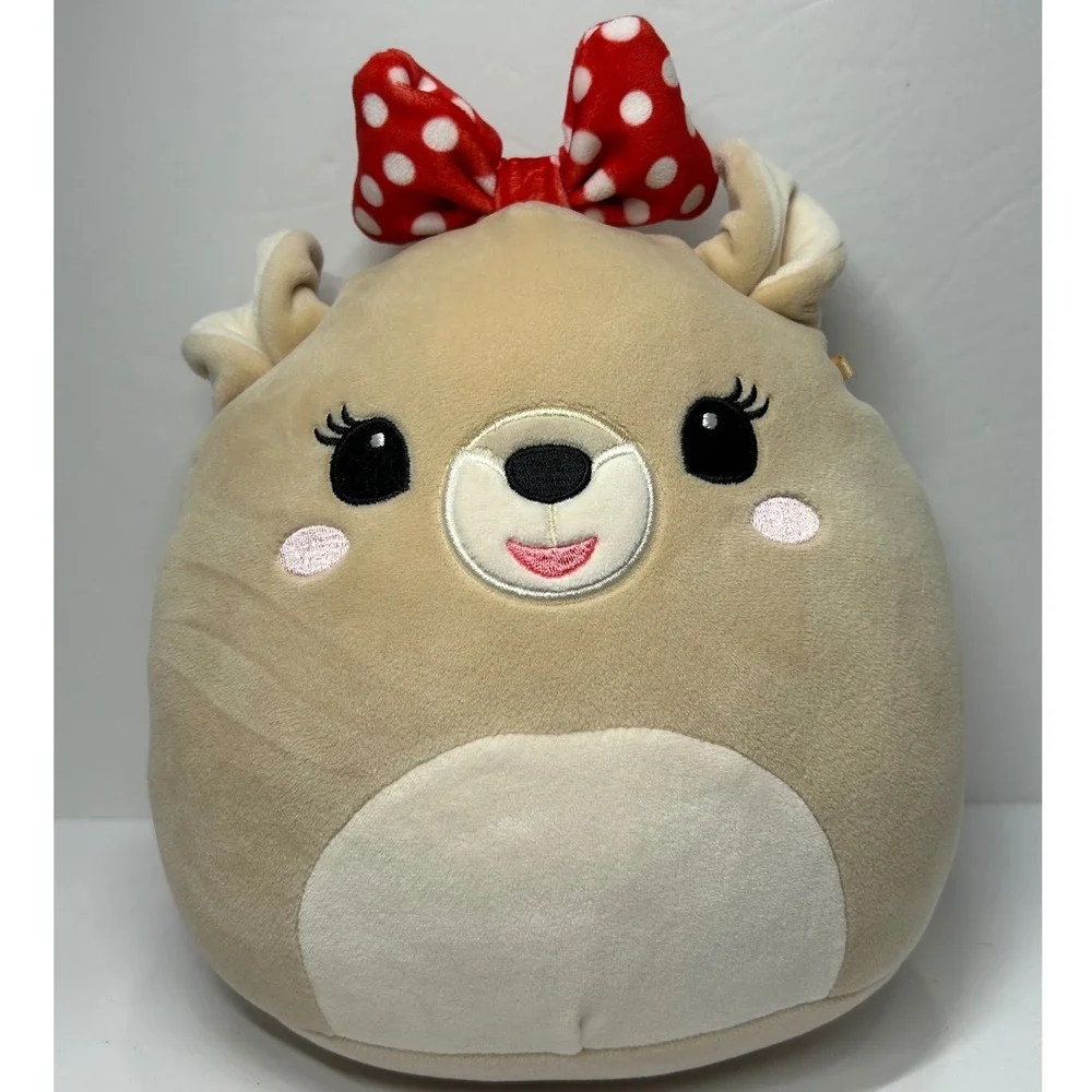 Squishmallows Rudolph Red Nosed Reindeer‎ Clarice Plush Bow Cute Small Toy 9